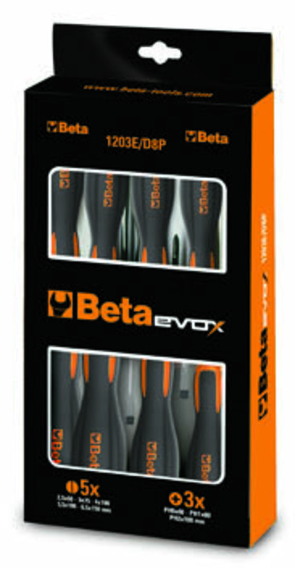 Tournevis Beta Jeu de 8 à fente et cruciforme