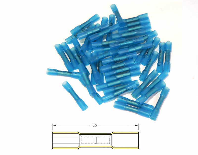 Connectique Bihr Bout à bout à sertir thermo-rétractable Ø1,5/2,5mm² - 50pcs transparent bleu