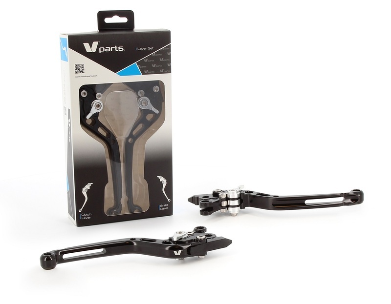 Leviers de frein et d'embrayage Bihr standard 175mm taillé masse noir visserie alu adaptateurs paire Buell