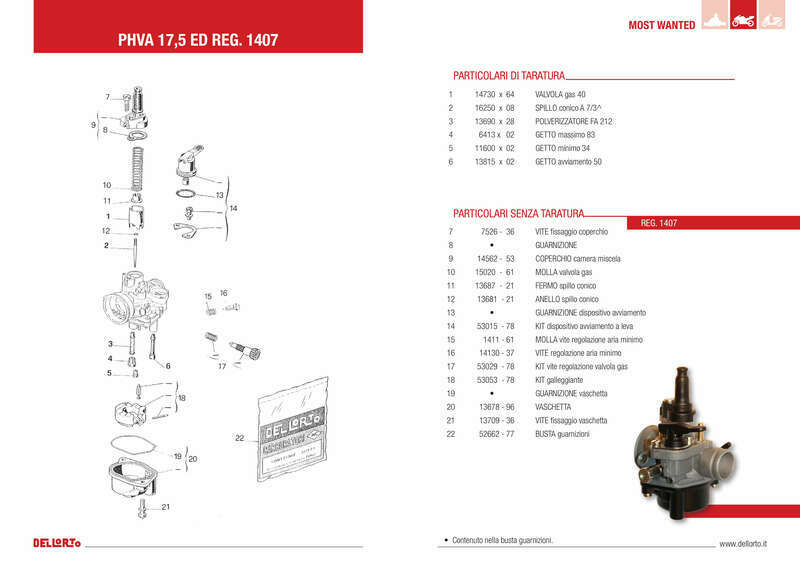 Carburetor Dell Orto PHVA ED Ø17.5mm AM6