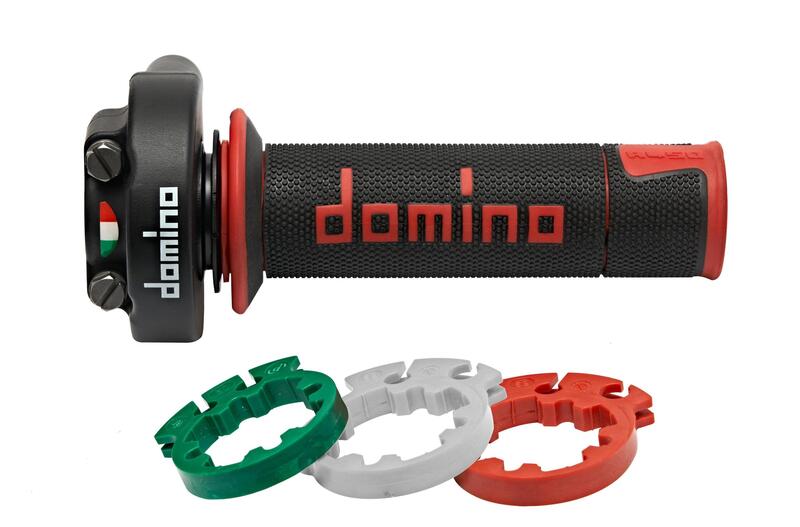 Poignée de gaz Domino XM2 Racing avec revêtements A450 - noir/rouge