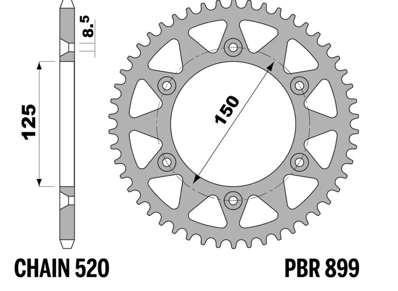 Kit chaine EK CHAIN PBR 520 SRX2 - 14/46 - 116 Couronne acier standard