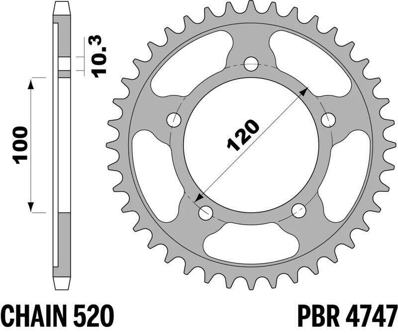 Kit chaine EK CHAIN PBR 520 SRX2 - 16/43 - 110 Couronne acier renforcé