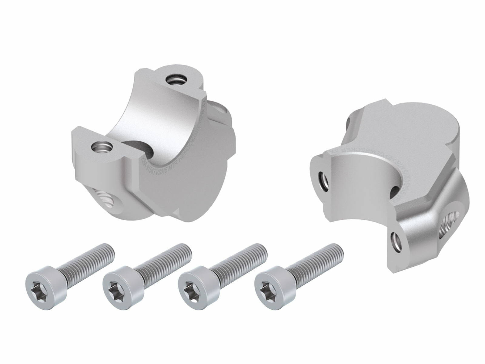 Rehausseur de guidon Hepco & Becker avec déport 30 mm de haut et 15 mm en arrière - argent