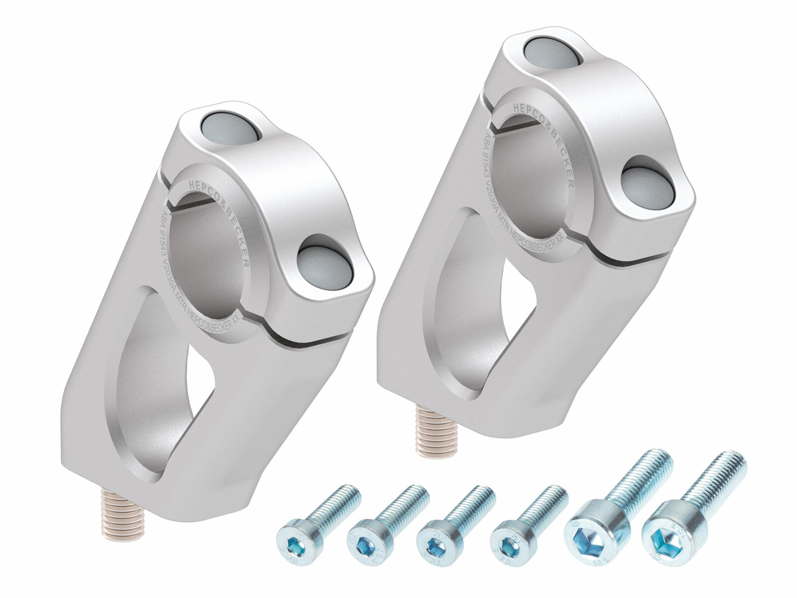 Rehausseur de guidon Hepco & Becker avec déport 20 mm de haut et 30 mm en arrière - argent