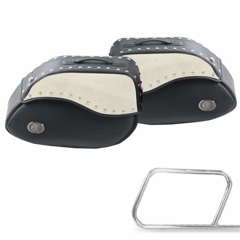 Sacoches cavalières Hepco & Becker Kit complet Ivory pour support tubulaires - noir/ivoire