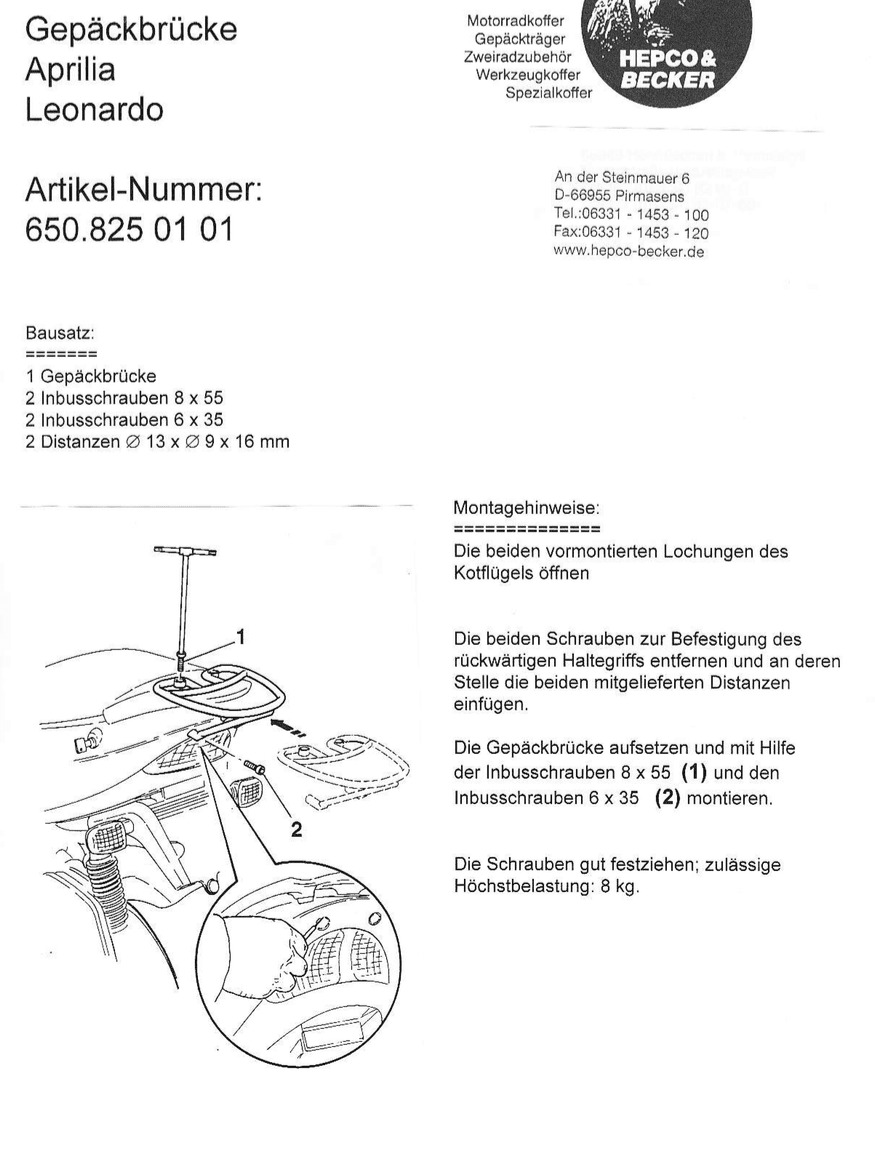 Porte Bagage Hepco & Becker tubulaire - argent
