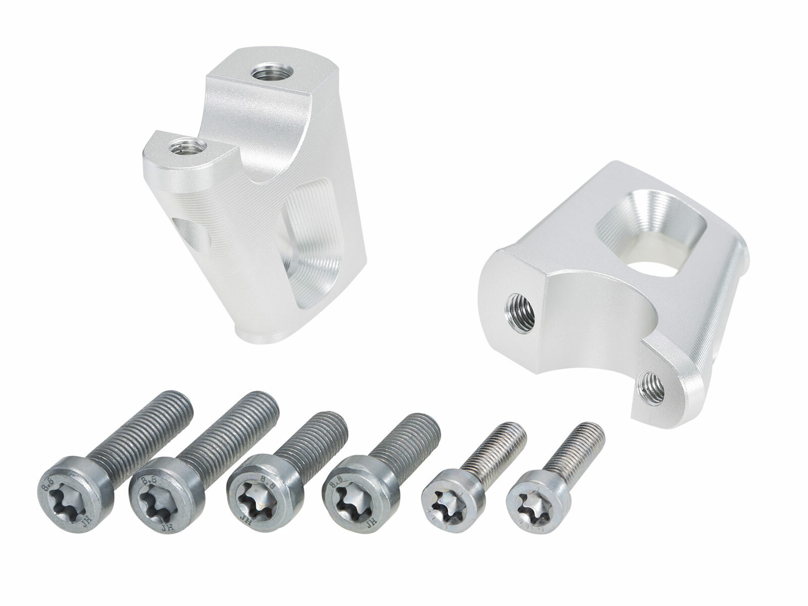 Rehausseur de guidon Hepco & Becker avec déport 25 mm de haut et 23 mm en arrière - argent