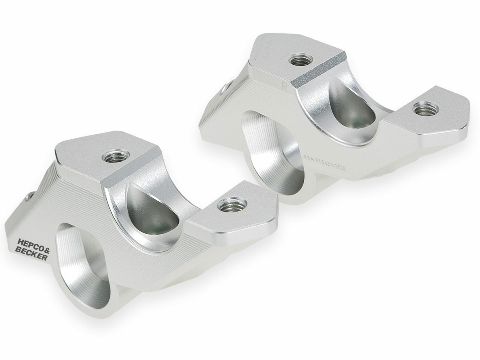 Rehausseur de guidon Hepco & Becker avec déport 30 mm de haut et 33 mm en arrière - argent