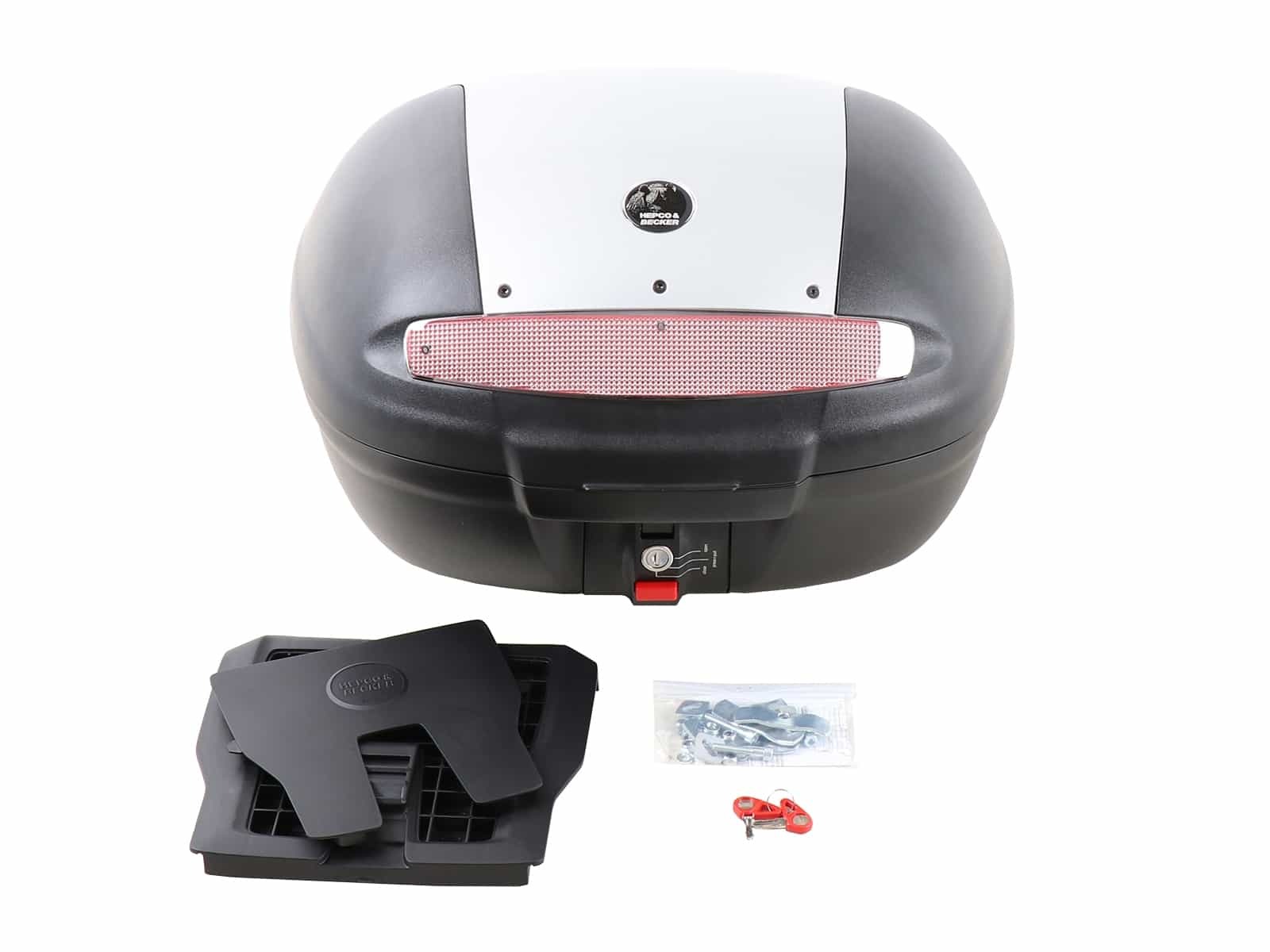 Top case Hepco & Becker Journey 50 - capot argenté - avec support - noir
