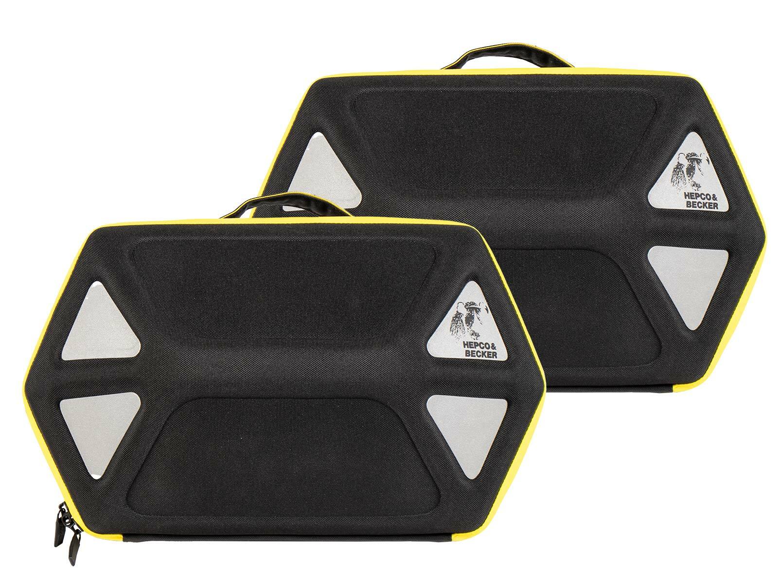Sacoches cavalières Hepco & Becker Kit complet Royster Speed pour support C-Bow - noir avec fermeture éclair jaune