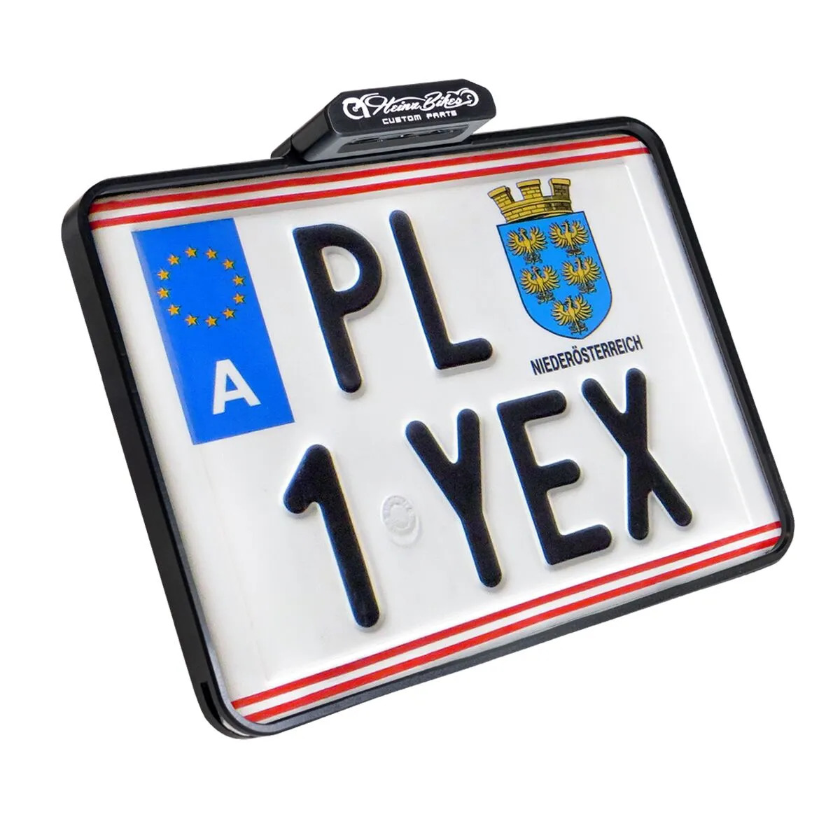 HeinzBikes license plate slip-inn aluminum A 210mm chrome