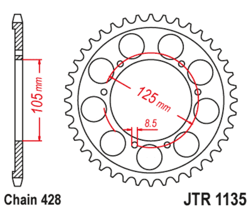 Couronne JT. acier standard 1135 - 428