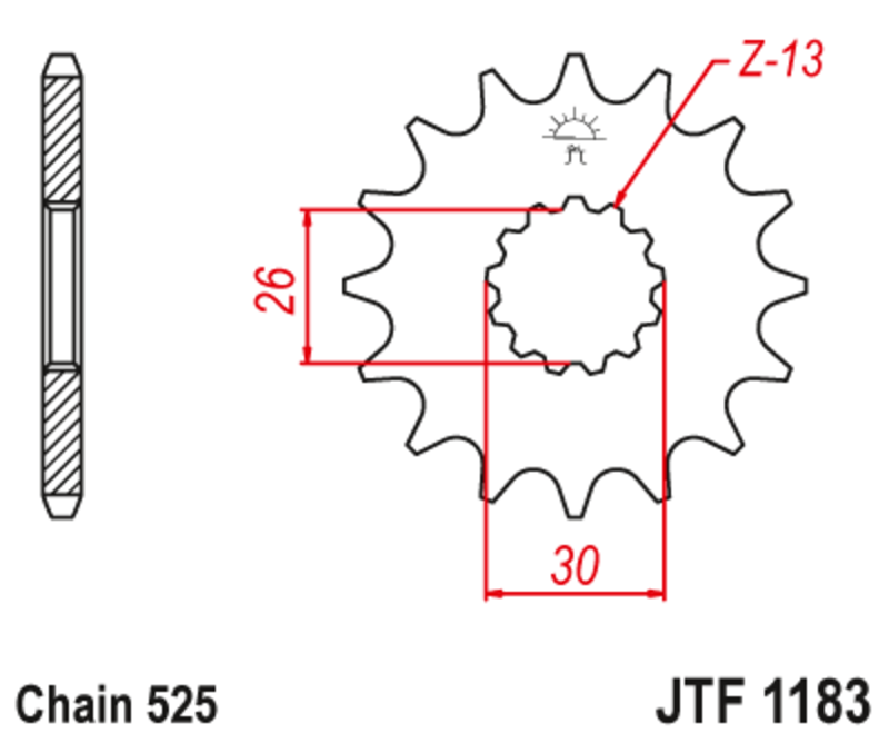 Pignon de sortie de boite JT. acier anti-bruit 1183 - 525