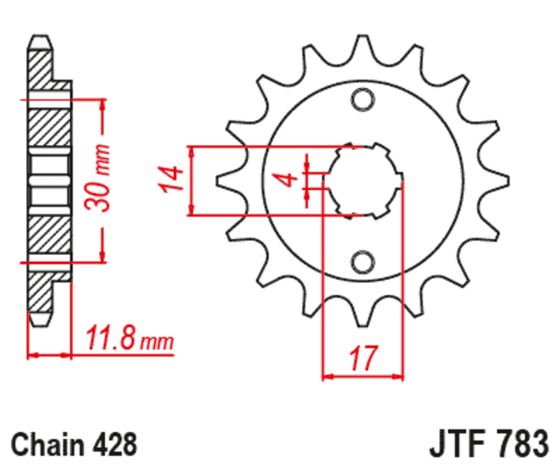 Pignon de sortie de boite JT. acier standard 783 - 428