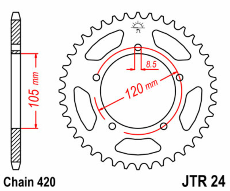 Couronne JT. acier standard 24 - 420