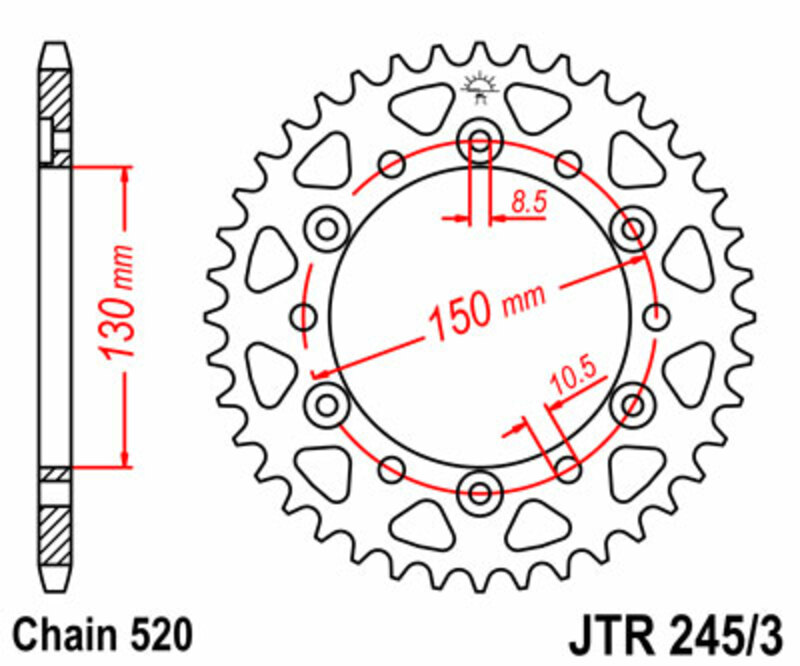 Couronne JT. acier standard 245/3 - 520