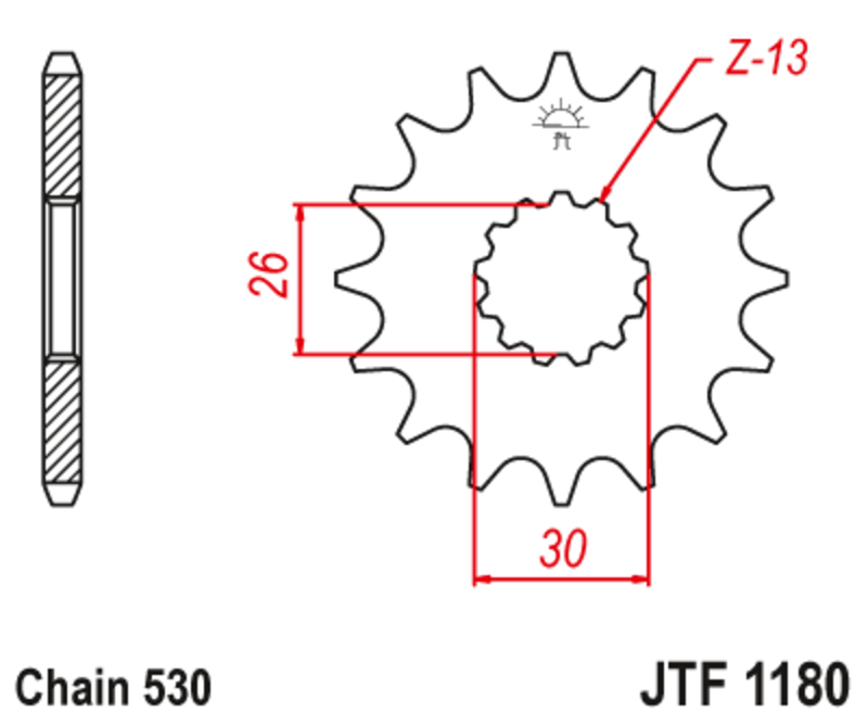 Pignon de sortie de boite JT. acier anti-bruit 1180 - 530