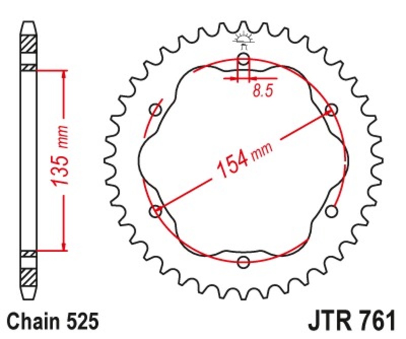 Couronne JT. acier standard 761 - 525 - acier standard 752 - 525 - Nécessite un porte couronne