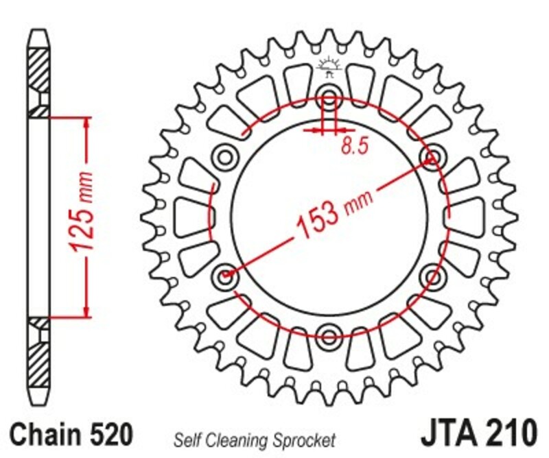 Couronne JT. aluminium ultra-light anti-boue 210 - 520