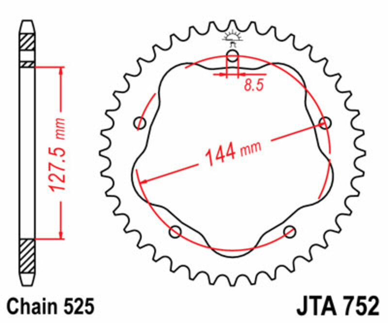 Couronne JT. acier standard 752 - 525 - Nécessite un porte couronne