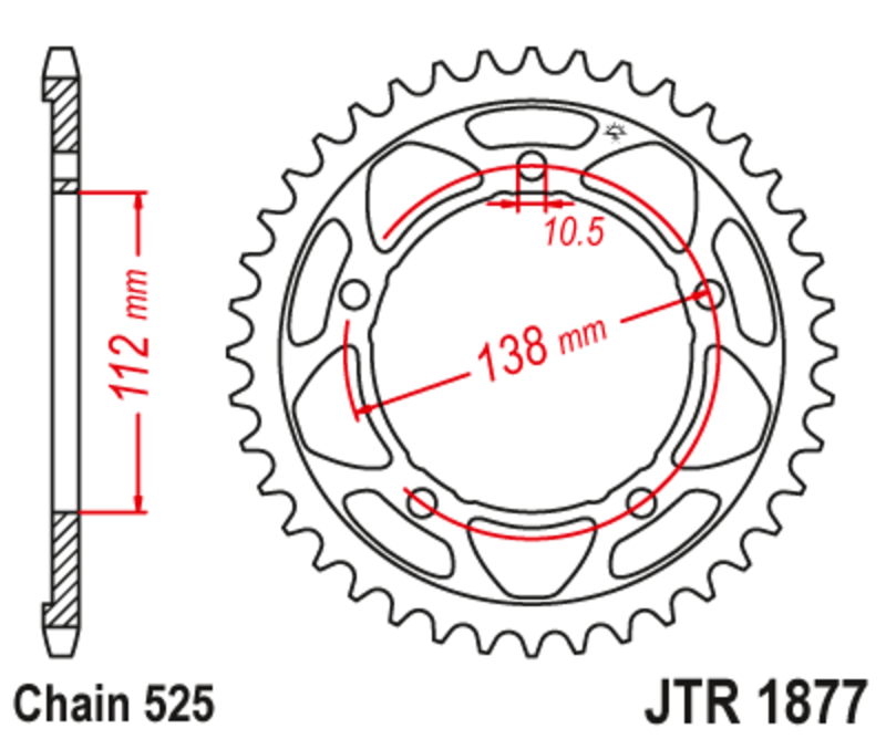Couronne JT. SPROCKET acier standard 1877 - 525