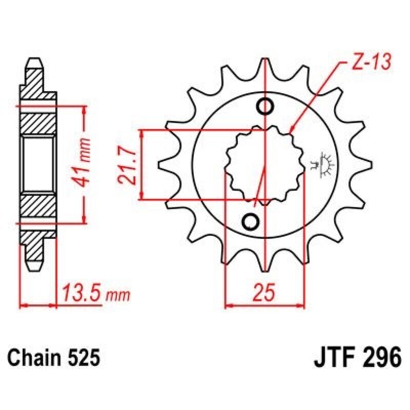 Pignon de sortie de boite JT. acier anti - bruit 296 - 525