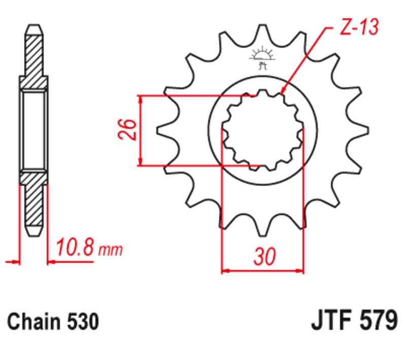 Pignon de sortie de boite JT. acier anti - bruit 579 - 530