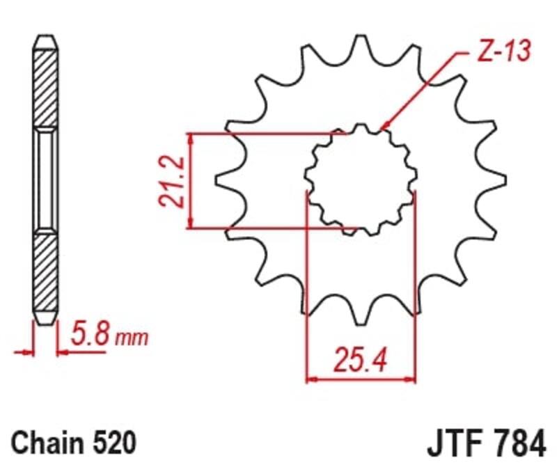 Pignon de sortie de boite JT. acier anti - bruit 784 - 520