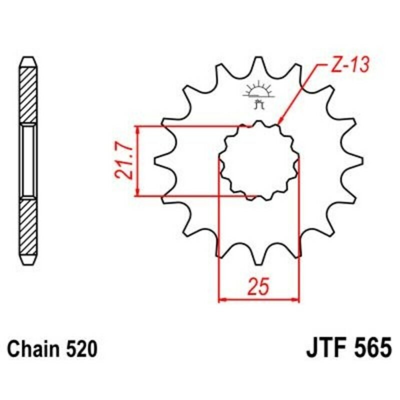 Pignon de sortie de boite JT. Acier Anti - bruit 565 - 520 14 dents