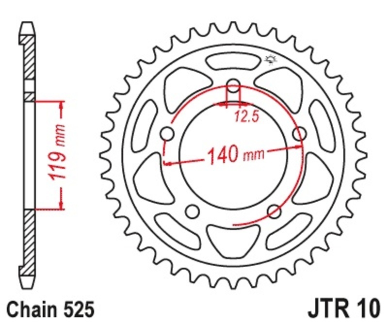 Couronne JT. acier standard - 525 47 dents