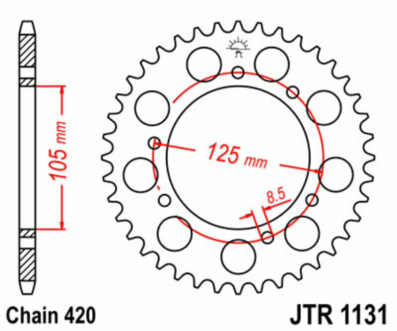 Couronne JT. acier standard - 420 62 dents