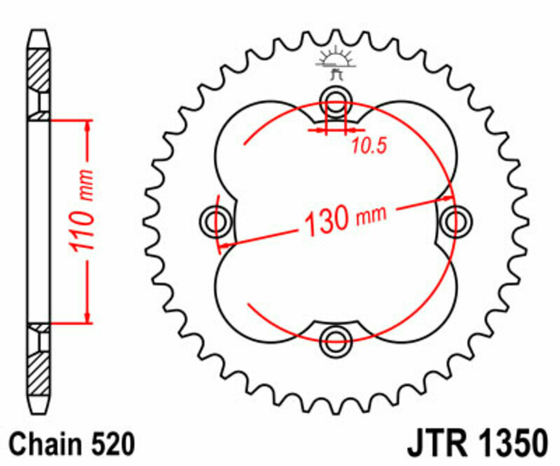 Couronne JT. Acier Standard - 520 39 dents