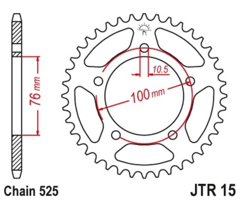 Couronne JT. acier standard 15 - 525 43 dents