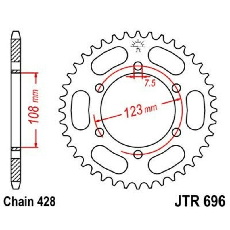 Couronne JT. Acier Standard - 428 49 dents