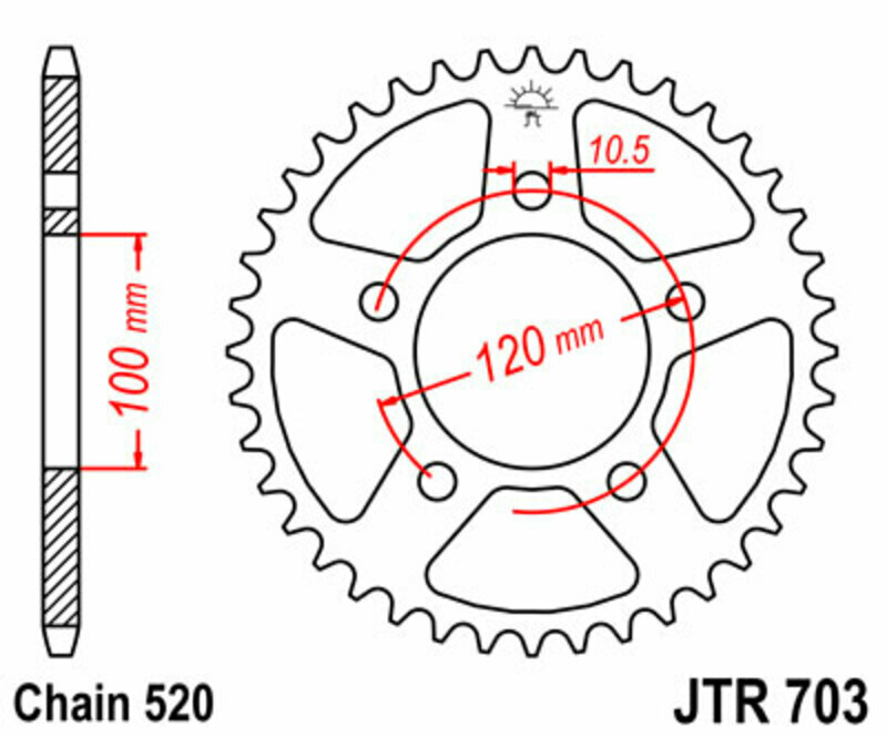 Couronne JT. acier standard - 520 43 dents