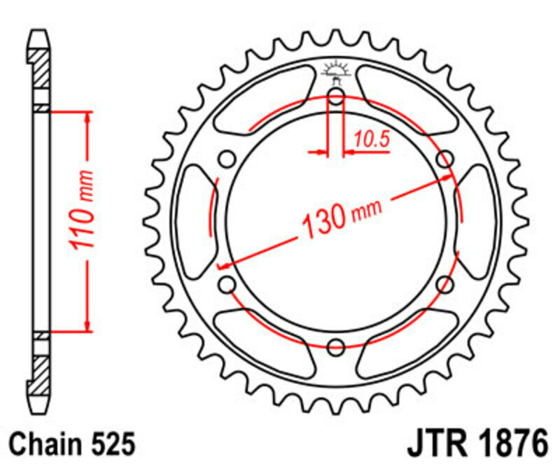 Couronne JT. Acier Standard - 525 47 dents