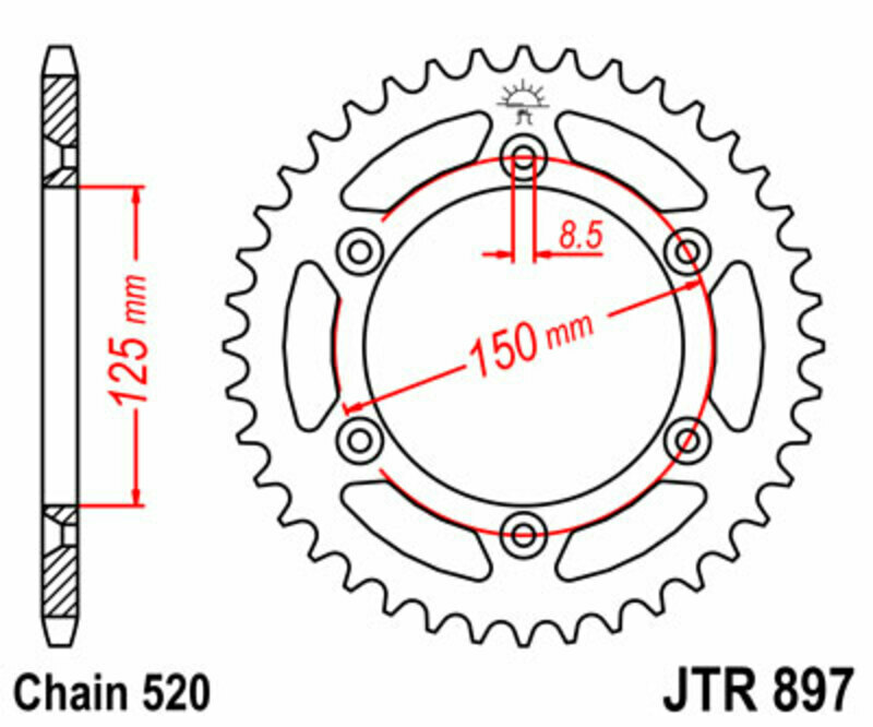 Couronne JT. Acier Standard - 520 45 dents