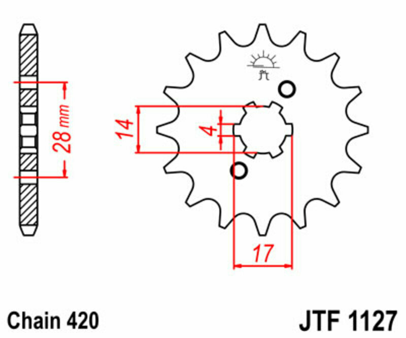 Pignon de sortie de boite JT. acier standard 1127 - 420 15 dents