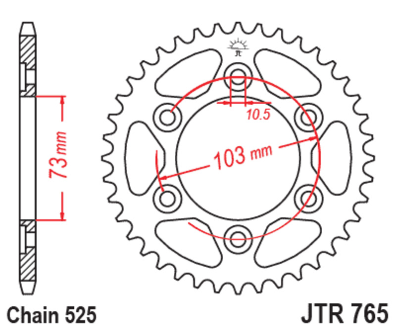 Couronne JT. Acier Standard - 530 42 dents