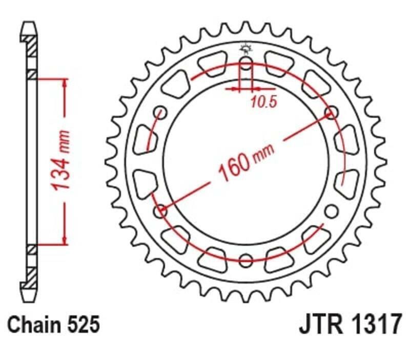 Couronne JT. Acier Standard - 525 43 dents
