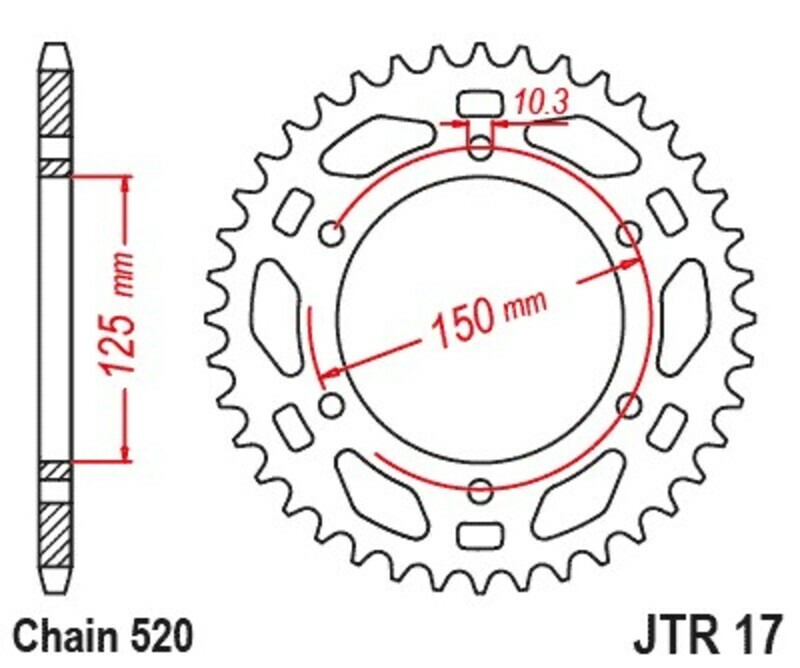 Couronne JT. acier standard - 520 46 dents