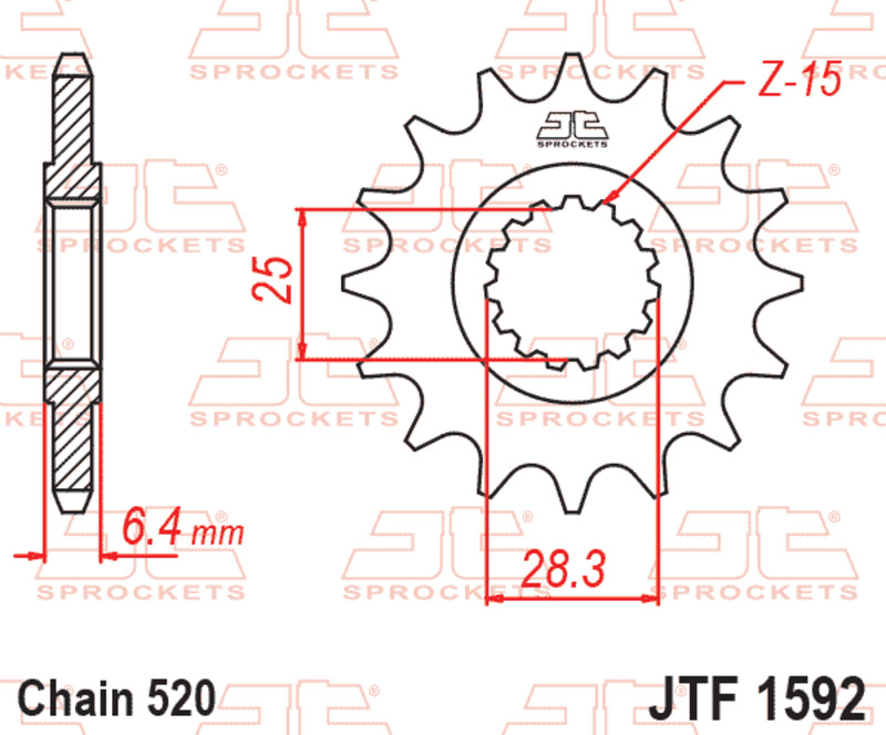 Pignon de sortie de boite JT. acier anti - bruit 520 14 dents