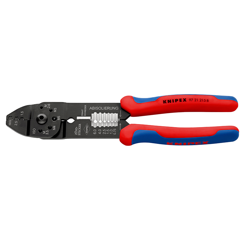 Pince à sertir Knipex UNIVERSELLE PRO COMPACT PRECIFORCE 230mm POIGNEE ERGONOMIQUE COSSES CONNECTEURS NON ISOLES 97 21 215 B MADE IN GERMANY