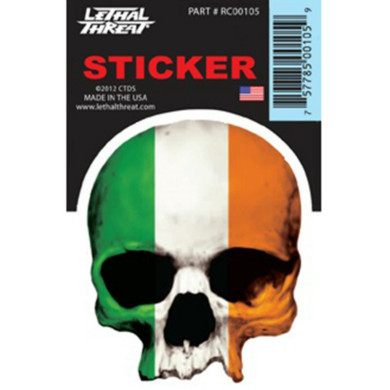Planche de stickers Lethal Threat MINI TETE MORT DRAPEAU IRLANDE 65x80mm