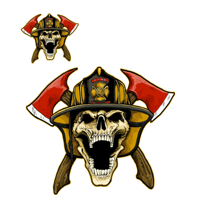 Planche de stickers Lethal Threat MINI FIRE FIGTHER SKULL 60x80mm