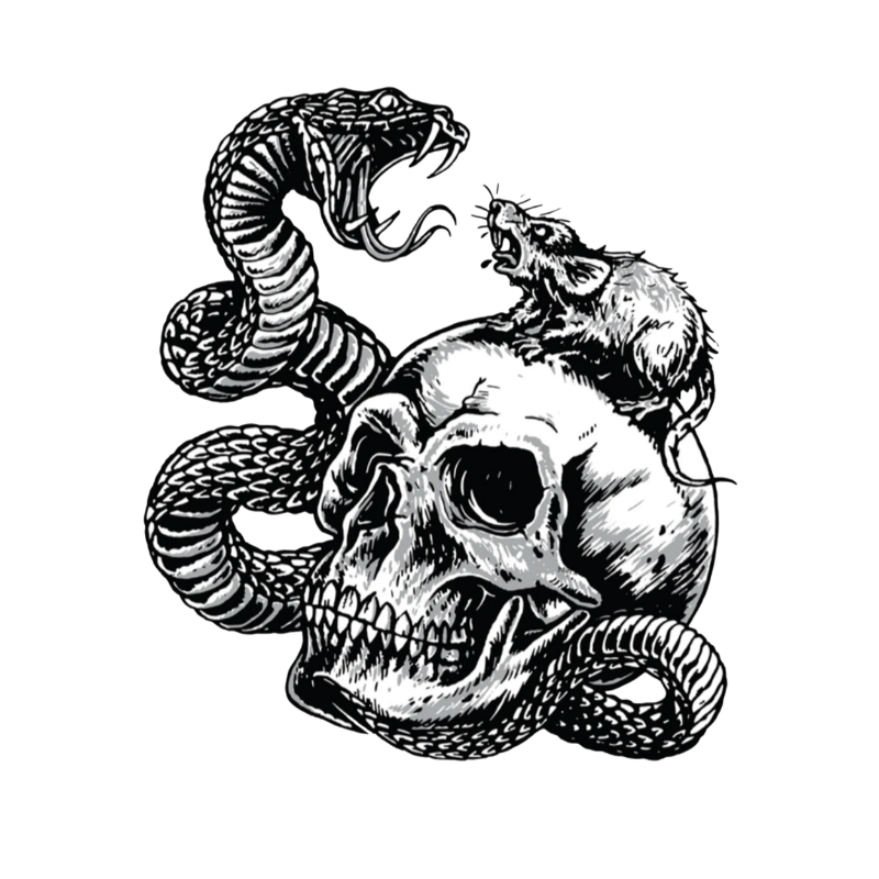 Planche de stickers Lethal Threat MINI TETE MORT SERPENT RAT 60x80mm