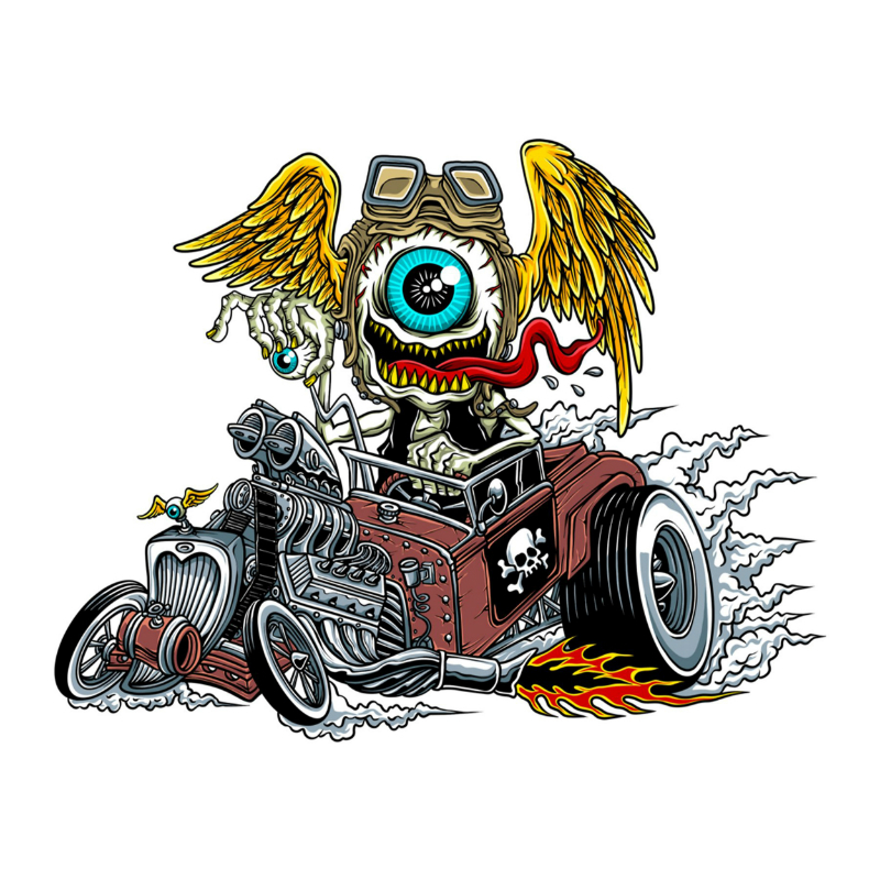 Planche de stickers Lethal Threat MINI FLYING EYEBALL HOT RODDER 60x80mm