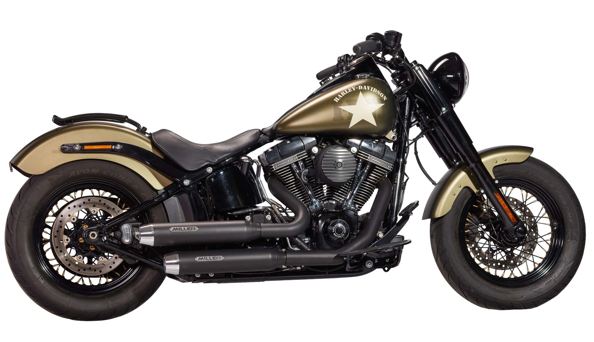 Ligne Complète Miller Exhaust Noir Embout Conique Poli