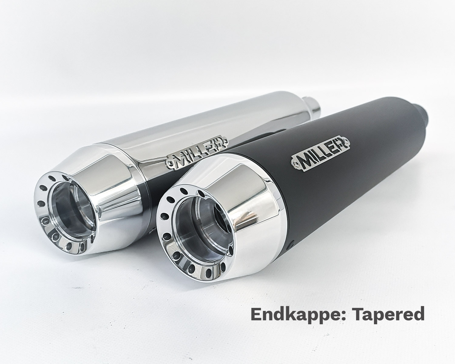 Silencieux Miller Exhaust Noir Embout Conique Poli Ø32mm